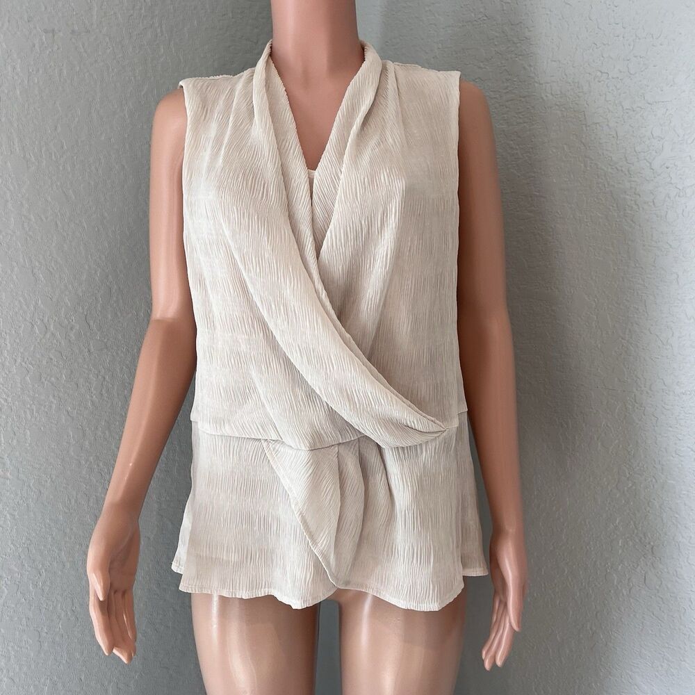 Donna Karan New York Women's Faux-Wrap Sleeveless Top Tan Sand Sz XL #14